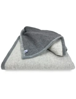 COPERTA BICOLOR in vera pura LANA vergine morbida e calda GRIGIO Melange