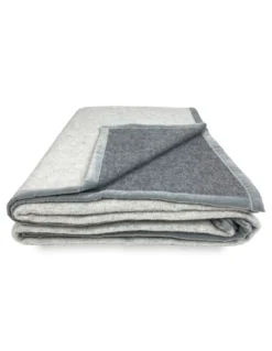 COPERTA BICOLOR in vera pura LANA vergine morbida e calda GRIGIO Melange