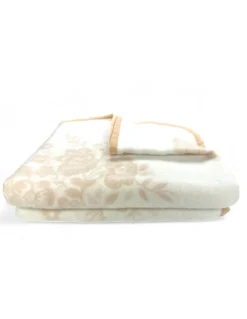 Coperta Flower in 100% Pura Lana Morbida e Calda con Bordino in Velluto - Comfort ed Eleganza, Design Classico - Made in Italy
