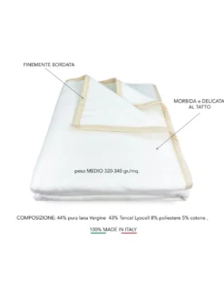 COPERTA HARMONY Peso Medio in PURA LANA VERGINE E TENCEL estratto da Eucalipto e Faggio