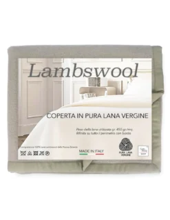 COPERTA in lana LAMBSWOOL Beige LINO Matrimoniale 2 Piazze