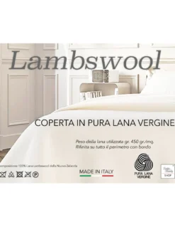 COPERTA in lana LAMBSWOOL GRIGIO MELANGE Matrimoniale 2 Piazze
