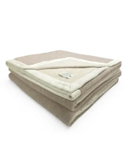 Coperta in Puro Cashmere Pettinato Made in Italy - Morbidezza e Comfort Termico, Modello Bicolore Grigio Beige