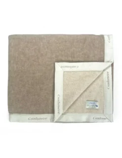Coperta in Puro Cashmere Pettinato Made in Italy - Morbidezza e Comfort Termico, Modello Bicolore Grigio Beige
