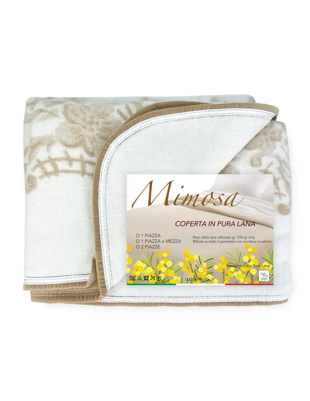 COPERTA Invernale IN PURA LANA MIMOSA-ANIROS Made in Italy