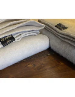 COPERTA ISLANDA in vera pura LANA vergine morbida e calda BEIGE Melange