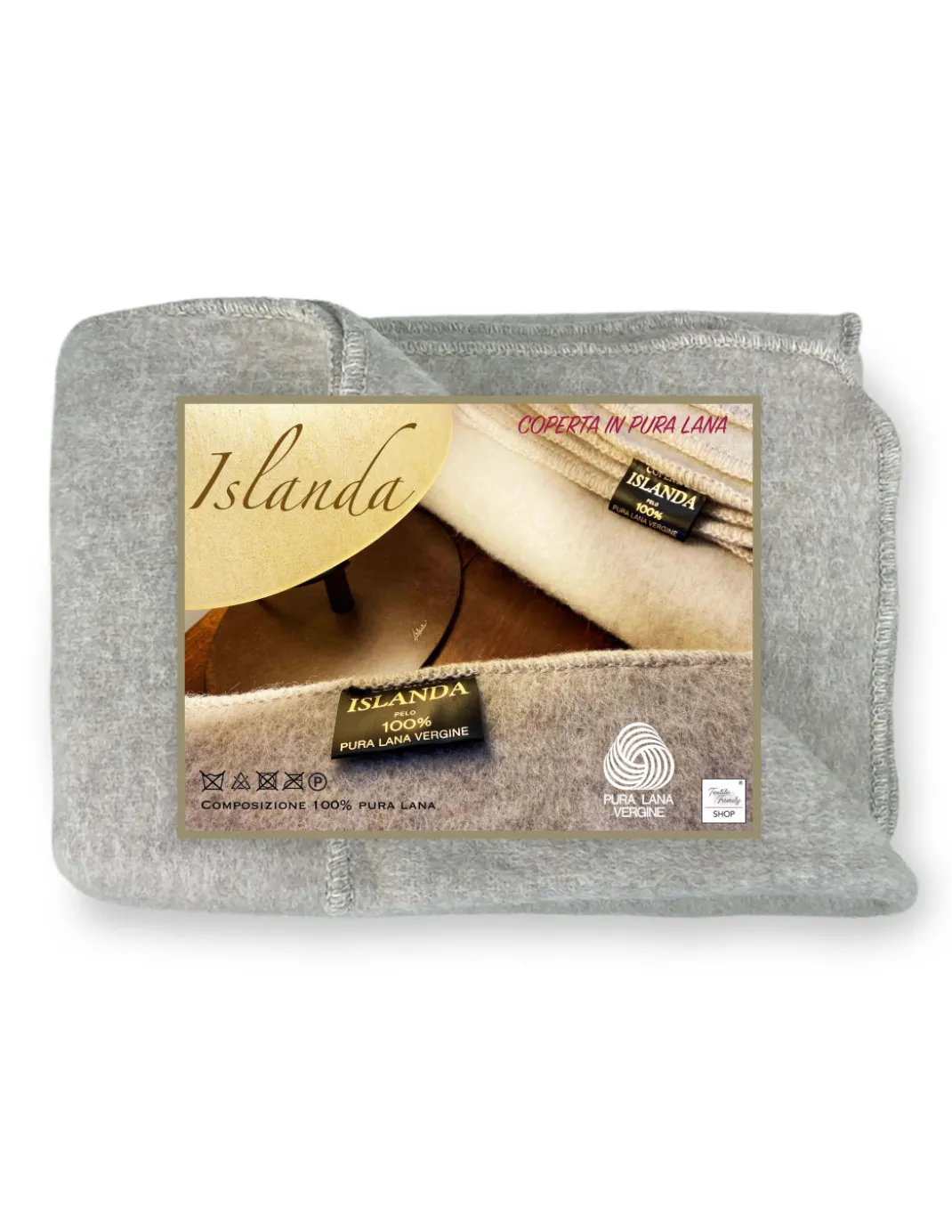 COPERTA ISLANDA in vera pura LANA vergine morbida e calda GRIGIO Melange