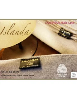 COPERTA ISLANDA in vera pura LANA vergine morbida e calda GRIGIO Melange