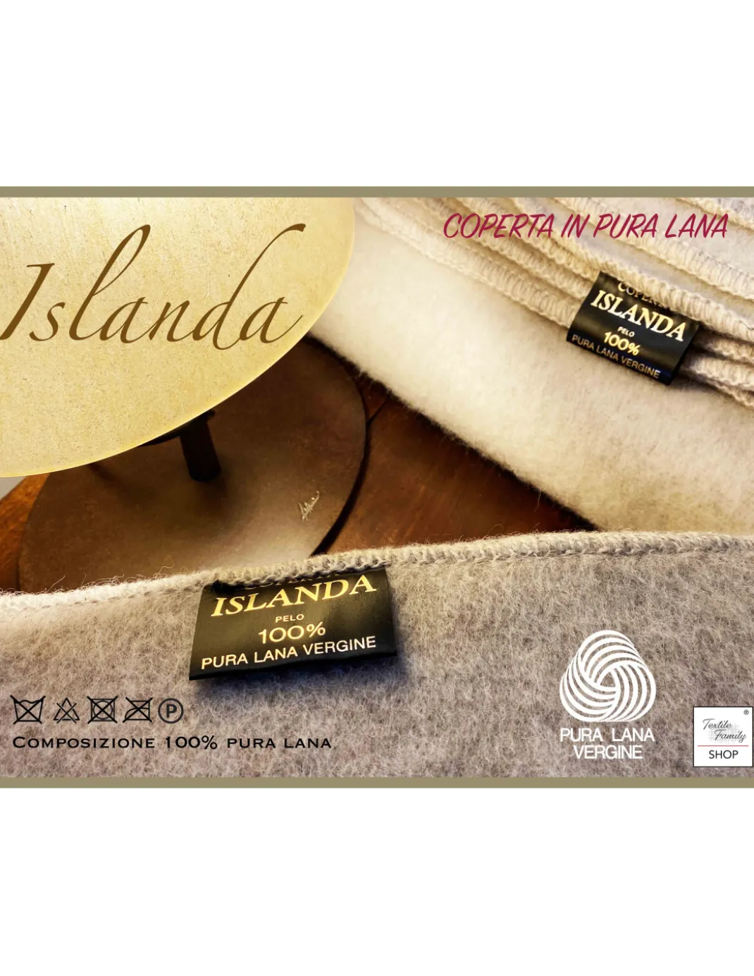 COPERTA ISLANDA in vera pura LANA vergine morbida e calda GRIGIO Melange