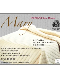 COPERTA MARY in vera LANA MERINOS 1000 gr. Pura lana vergine