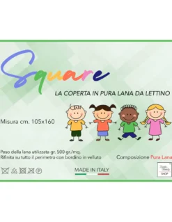 COPERTA SQUARE Bambini in vera Pura LANA da LETTINO morbida e Calda colore Naturale