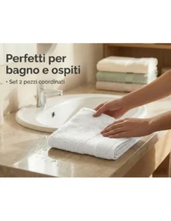 Coppia Asciugamani Viso e Ospite Oro - Spugna 100% Cotone 450 g/m² Made in Italy