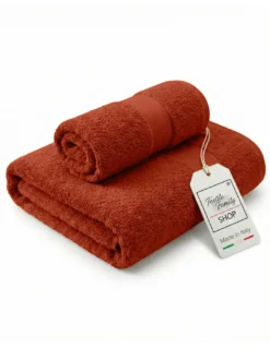 Coppia Asciugamani Viso e Ospite Bruciato - Spugna 100% Cotone 450 g/m² Made in Italy