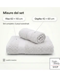 Coppia Asciugamani Viso e Ospite Petrolio - Spugna 100% Cotone 450 g/m² Made in Italy