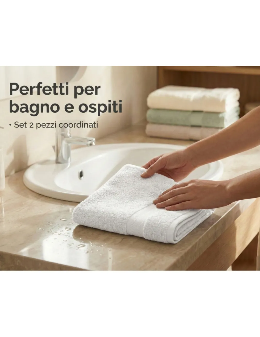 Coppia Asciugamani Viso e Ospite Verdone - Spugna 100% Cotone 450 g/m² Made in Italy