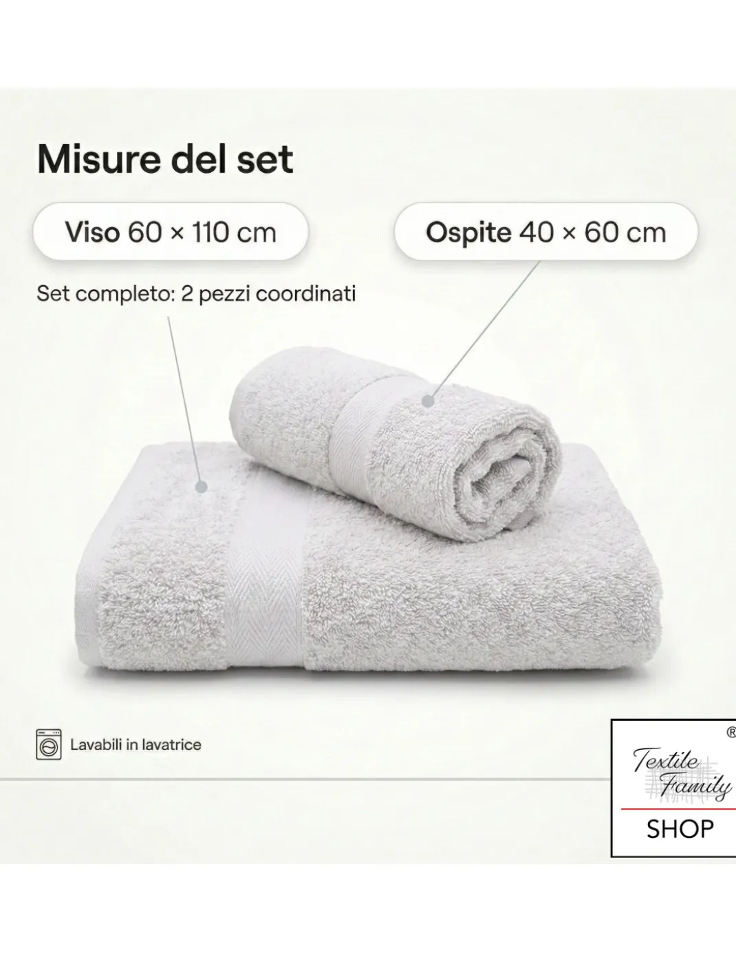 Coppia Asciugamani Viso e Ospite Verdone - Spugna 100% Cotone 450 g/m² Made in Italy