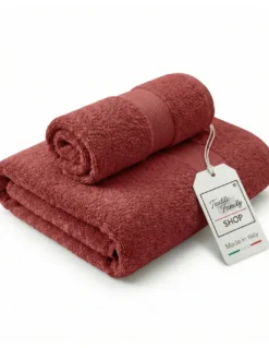 Coppia Asciugamani Viso e Ospite Fragola - Spugna 100% Cotone 450 g/m² Made in Italy