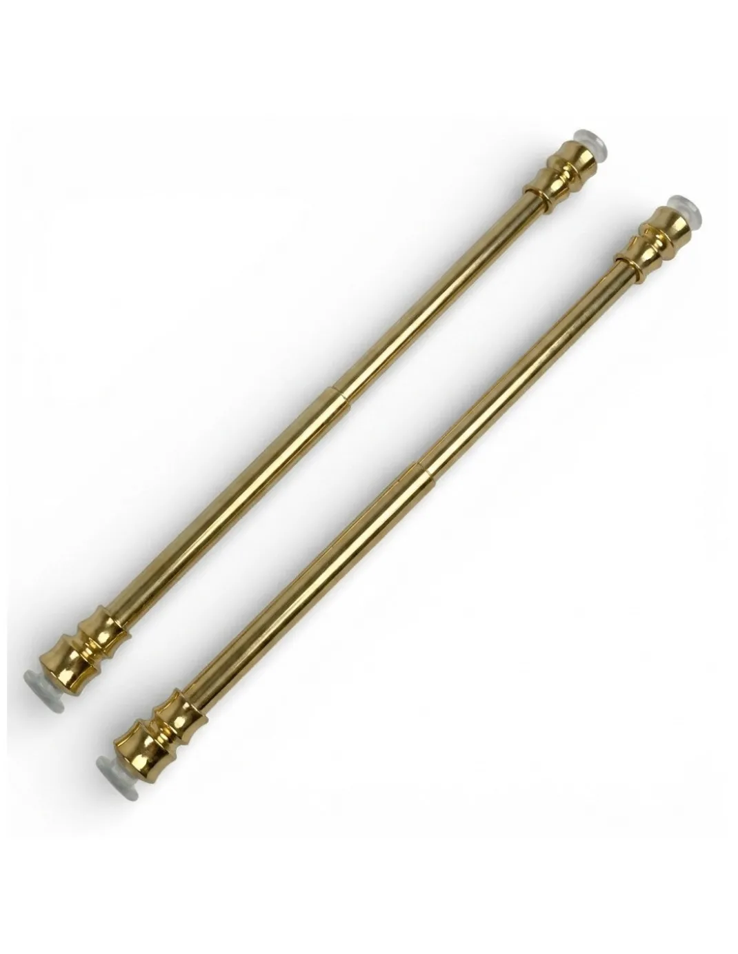 Coppia astine a pressione per tenda a vetro Ottone lucido oro Tex, regolabili con ventose, Ø7/8 mm, 4 misure, Made in Italy