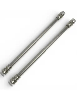 Coppia astine a pressione per tenda a vetro in ottone nichelato argento Tex, regolabili con ventose, Ø7/8 mm, Made in Italy