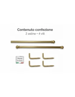 Coppia Astine Tex per Tenda a Vetro Ø7 mm in Ottone Lucido, Estensibili, con Viti, Made in Italy