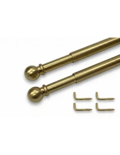 Coppia Astine Tex per Tenda a Vetro Ø7 mm in Ottone Lucido, Estensibili, con Viti, Made in Italy