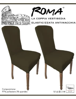 COPPIA coprisedia ELASTICIZZATO ROMA antimacchia in TINTA UNITA MARRONE