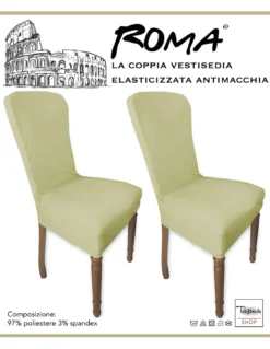 COPPIA coprisedia ELASTICIZZATO ROMA antimacchia in TINTA UNITA BEIGE