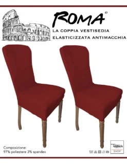 COPPIA coprisedia ELASTICIZZATO ROMA antimacchia in TINTA UNITA ROSSO BORDEAUX