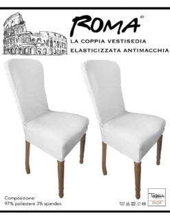 COPPIA coprisedia ELASTICIZZATO ROMA antimacchia in TINTA UNITA BIANCO
