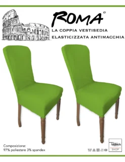 COPPIA coprisedia ELASTICIZZATO ROMA antimacchia in TINTA UNITA VERDE