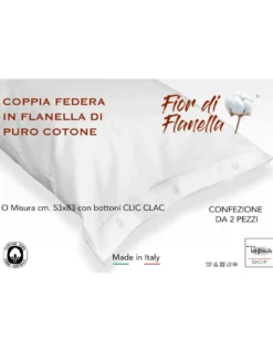 COPPIA FEDERA PER GUANCIALE IN FLANELLA AZZURRO Fior di Flanella ©