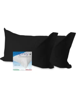 COPPIA federa per GUANCIALE STRONG tinta unita NERO cm. 52X82