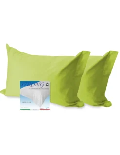 COPPIA federa per GUANCIALE STRONG tinta unita VERDE ACIDO cm. 52X82