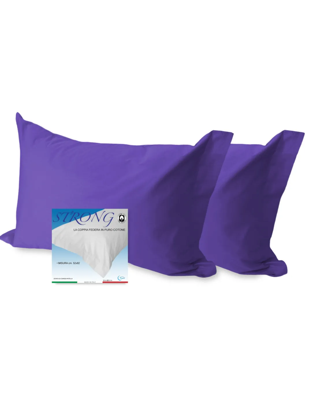 COPPIA federa per GUANCIALE STRONG tinta unita VIOLA cm. 52X82