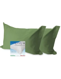COPPIA federa per GUANCIALE STRONG tinta unita VERDE PRATERIA cm. 52X82