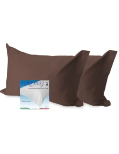 COPPIA federa per GUANCIALE STRONG tinta unita MARRONE cm. 52X82