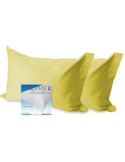 COPPIA federa per GUANCIALE STRONG tinta unita GIALLO cm. 52X82