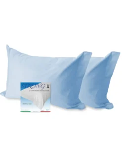 COPPIA federa per GUANCIALE STRONG tinta unita AZZURRO cm. 52X82