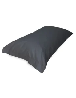 Coppia Federe Guanciale Strong Tinta Unita Grigio Piombo, 100% Cotone, Lavabile, Made in Italy, 52x82 cm
