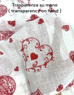 Coppia TENDINA a vetro Cuore Rosso larga cm. 60 da Finestra e da Porta