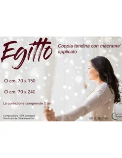 COPPIA tendina a vetro EGITTO con PIZZO macramè grigio