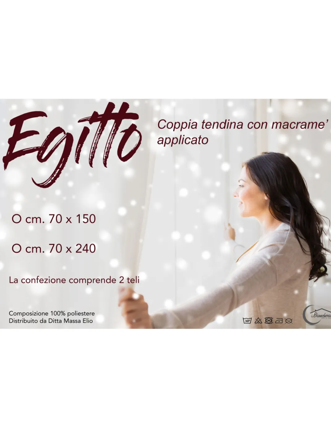 COPPIA tendina a vetro EGITTO con PIZZO macramè grigio