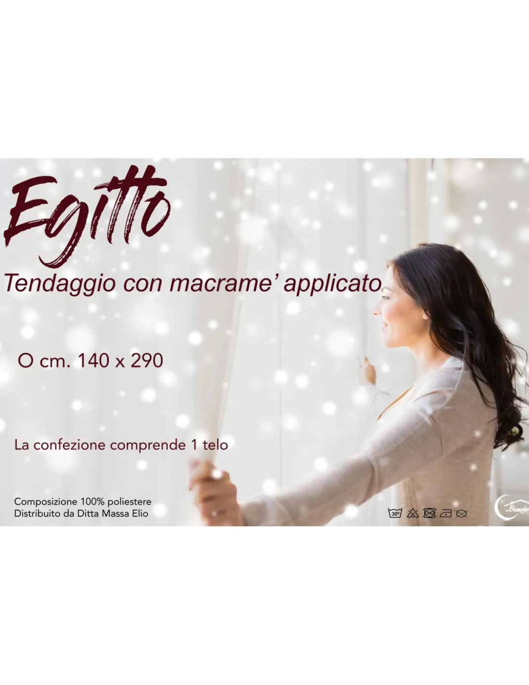 COPPIA tendina a vetro EGITTO con PIZZO macramè bianco