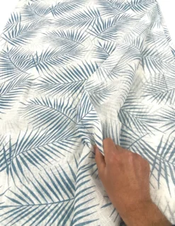 Coppia TENDINA a vetro FOGLIA STYLE BLU larga cm. 60 da Finestra e da Porta