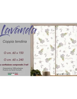 Coppia TENDINA a vetro LAVANDA larga cm. 60 da Finestra e da Porta