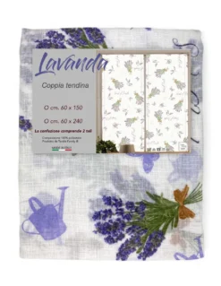 Coppia TENDINA a vetro LAVANDA larga cm. 60 da Finestra e da Porta