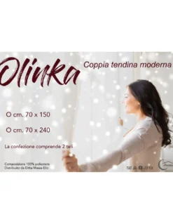 COPPIA TENDINA bouclè VETRO OLINKA GRIGIO con LUREX