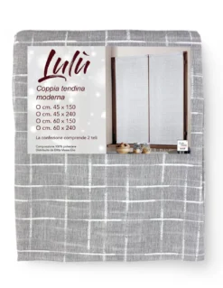 Coppia Tendina Moderna Lulù Grigio - Tessuto Ricamato Geometrico, Semitrasparente, Facile Montaggio, 2 Teli