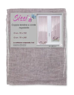 COPPIA tendina SISSI a VETRO MODERNA larga cm 70 Regolabile a Cordine ROSA