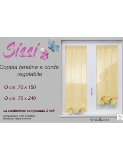 COPPIA tendina SISSI a VETRO MODERNA larga cm 70 Regolabile a Cordine GIALLO